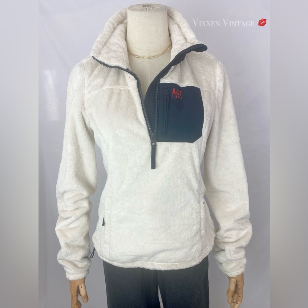 VINTAGE Y2K ABERCROMBIE & FITCH 'MOUNTAIN FLEECE QUARTER-ZIP' PULLOVER JACKET